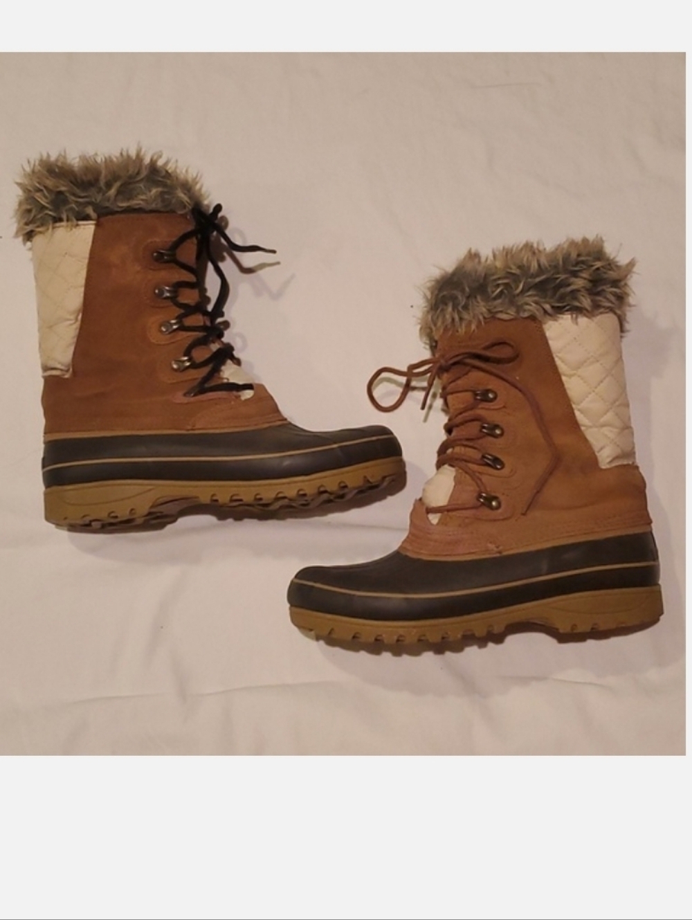 Khombu Lace-Up Winter Snow Boot Leather & Faux Fur "Allie" Womens